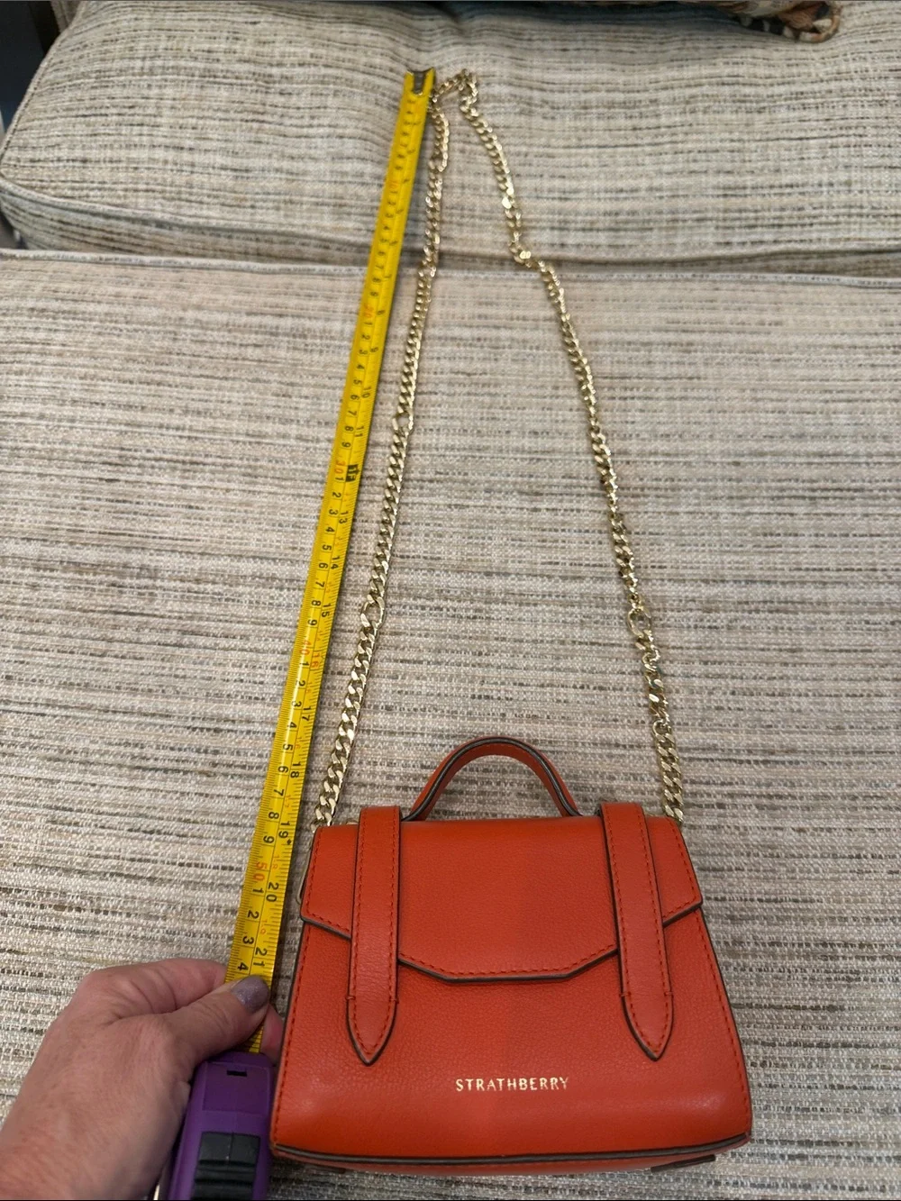 Strathberry Mini Crossbody in Burnt Orange with Gold Chain - Picture 16 of 16